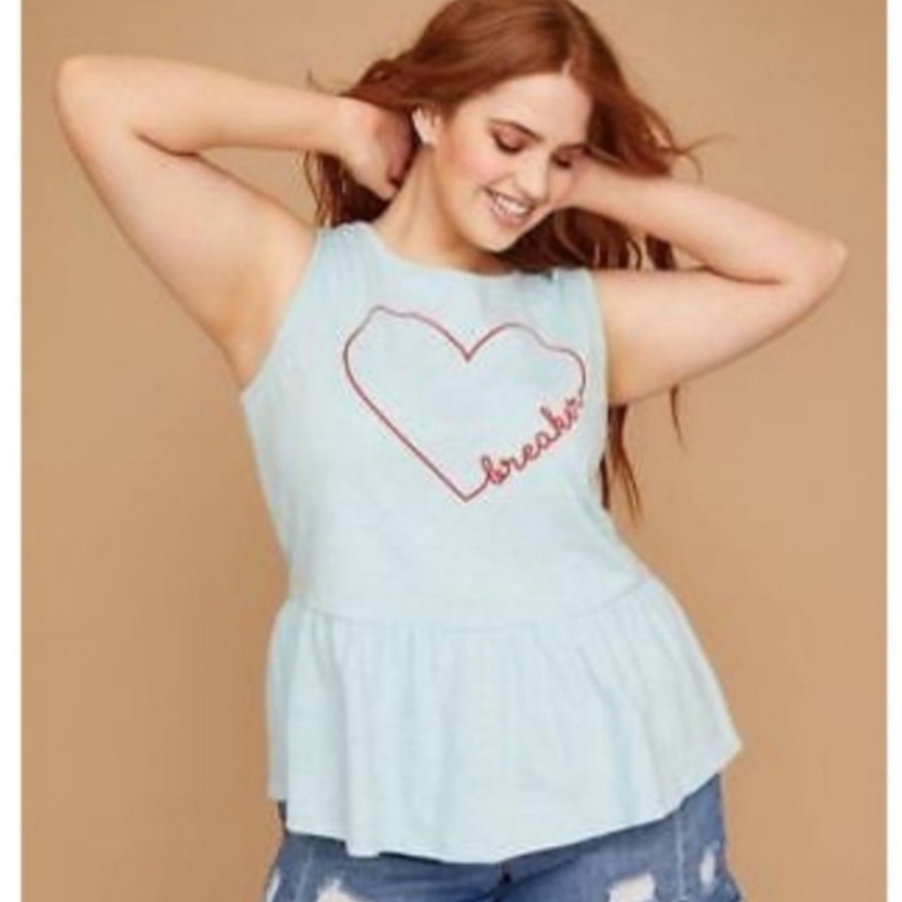 TU Lane Bryant heartbreaker peplum top blue si